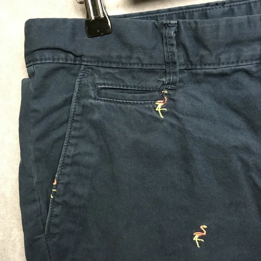 Gap Mens‎ Shorts size 32 Blue Chino Flamingo Embroidery Flat Front Rough Hem